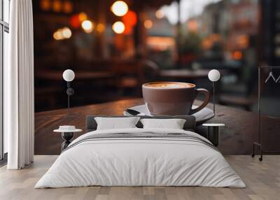 cup of coffee on table Wall mural