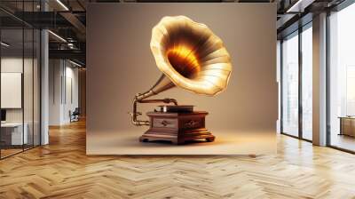 old gramophone on a retro background Wall mural