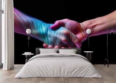 Rainbow handshake between two people Wall mural