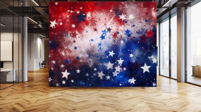 red white and blue patriotic background with stars Wall mural