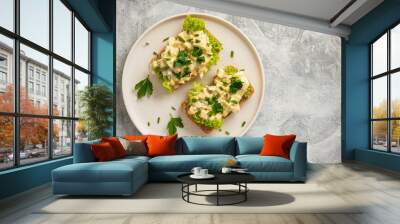 Egg salad sandwiches, on light background. Wall mural