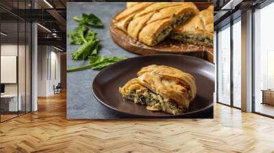 Homemade savory braided puff pastry with spinach and ricotta filling.  Wall mural