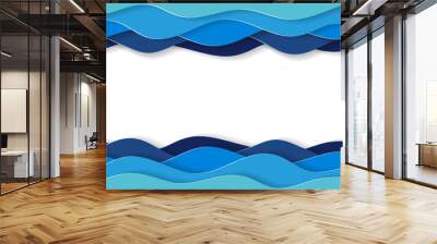 Abstract multi layered cartoon paper background with 3d effect. Wall mural