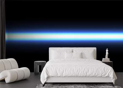 Neon glow stick. Blue laser ray. Fluorescent light ray. Wall mural