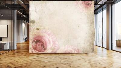 Vintage background with  roses over retro paper Wall mural