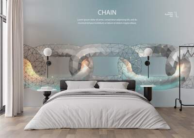 Chain. Blockchain. Low poly  Wall mural