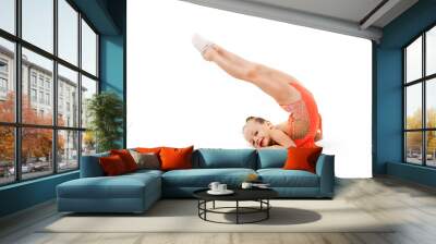 Flexible gymnast little girl with legs up Wall mural