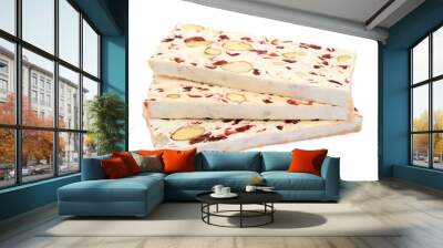 nougat slices on white background Wall mural