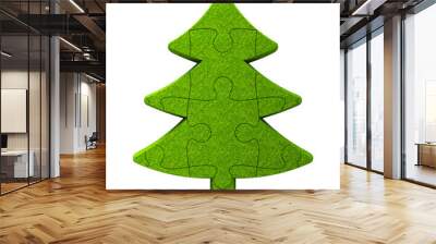 Green puzzle christmas tree sign Wall mural