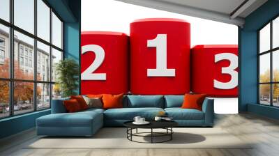 red cylinder podium Wall mural