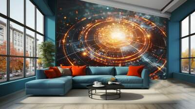 4 Grid illustrate, Orbital Expedition, Lead an expedition to study mysterious orbital phenomena., Furturism Wall mural