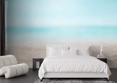 close up sand with blurred sea sky background, summer day, copy space or for product. summer backgro Wall mural