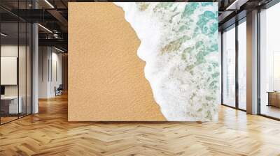 Close up soft wave lapped the sandy beach, Summer Background. Wall mural