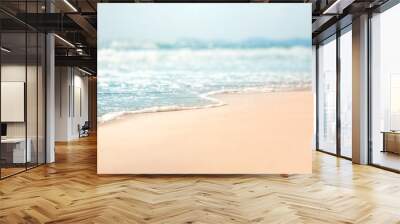 Close-up soft wave of the sea on the sandy beach Wall mural