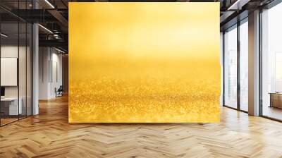 Gold New year background abstract, Yellow glitter bokeh vintage lights, defocused. Wall mural