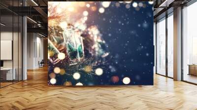 Merry Christmas and happy new year concept, Close up, Elegant Christmas tree in glass jar decoration. Wall mural