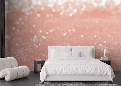 Rose gold glitter, Defocused abstract holidays lights on background. Wall mural