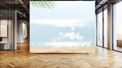 Sand with blurred Palm and tropical beach bokeh background, Summer vacation and travel concept. Copy space. Wall mural