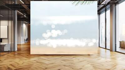 Sand with blurred Palm and tropical beach bokeh background, Summer vacation and travel concept. Copy space Wall mural