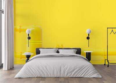 Yellow pipeline, minimal and energy background concept. 3D Render. Wall mural