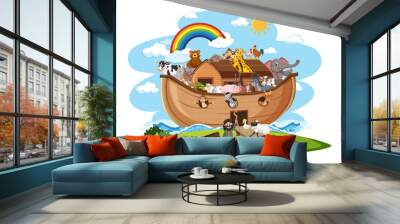 Noah's ark with animals isolated  Wall mural