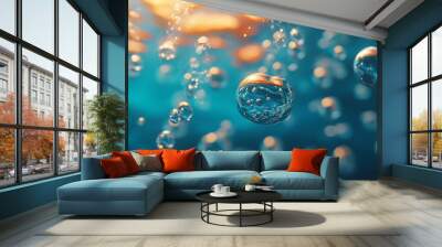 39. The concept of buoyancy with objects floating or sinking in a fluid Wall mural