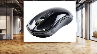 Black Computer Mouse Isolated On White Background Wall mural