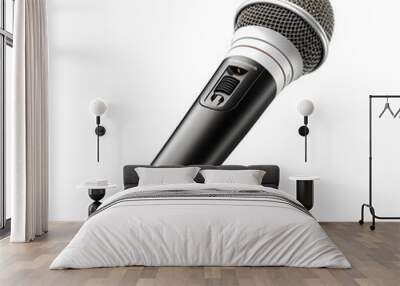 Black Microphone Isolated On Transparent Background Wall mural