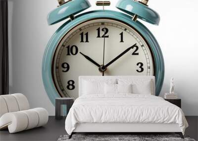 Blue Alarm Clock Isolated On Transparent Background Wall mural