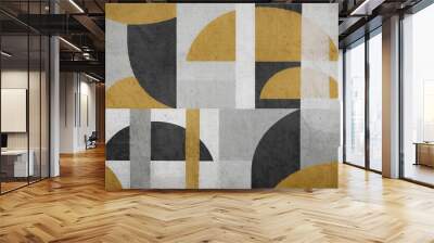 Contemporary modern photo wallpaper with geometric abstraction on concrete background. Design for wallpaper, wall decor, print, photo wallpaper, mural.  Wall mural