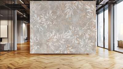 Flowers on the old white wall background, digital wall tiles or wallpaper design, cement texture background Wall mural