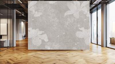 Flowers on the old white wall background, digital wall tiles or wallpaper design Wall mural