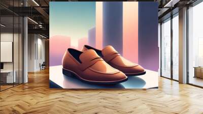  A minimalist pair of loafers against a modern backdrop Wall mural