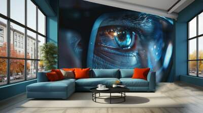 Close up of man's eye with glasses Wall mural