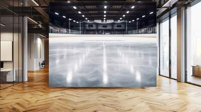 Ice hockey rink background. Blurred image of ice hockey rink. Wall mural