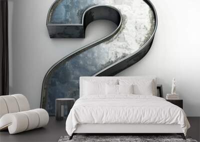 Metal number 2 on a white background. 3d. Wall mural