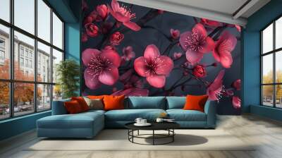 Plum blossom. Floral background. 3D Wall mural