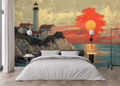 A half-tone vintage postcard design, Wall mural