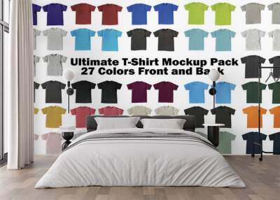 Ultimate T-Shirt Mockup Pack 27 Colors Front and Back Transparent Background  Wall mural