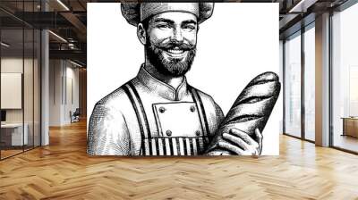 Baker With Baguette  Wall mural