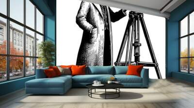 Man Looking Through The Telescope Wall mural