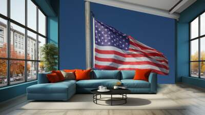 American flag under blue sky Wall mural