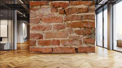 Background brick wall red grunge old texture line bricks ancient tiles Wall mural