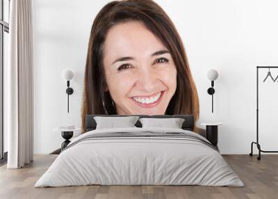 close up portrait of happy young brunette american businesswoman Wall mural