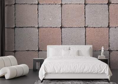 cobblestones grey red in cobbled street tile stone pavement background ancient wallpaper Wall mural