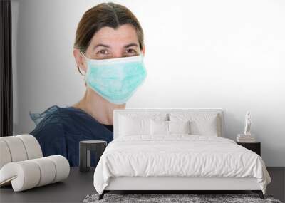 Coronavirus doctor woman nurse protect in mask protection against virus covid-19 Wall mural