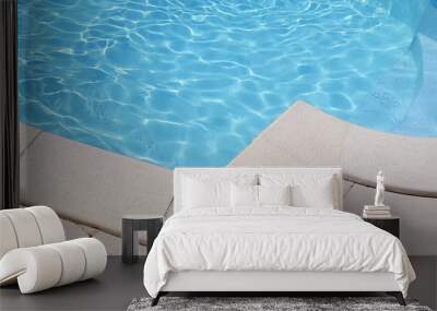 Detail outdoor open air swimming pool with clean blue water in web template banner Wall mural