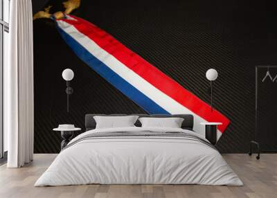 French Mayor scarf in table black background Wall mural