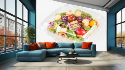 fresh vegetable takeaway salad on white background Wall mural