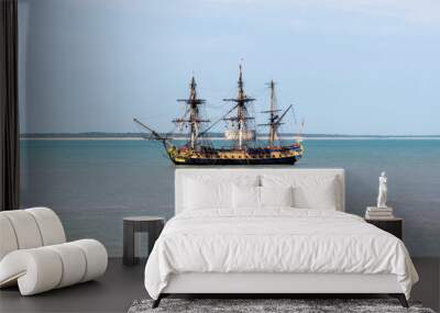 frigate Hermione Lafayette boat historical restoration in atlantic ocean front fort boyard Wall mural